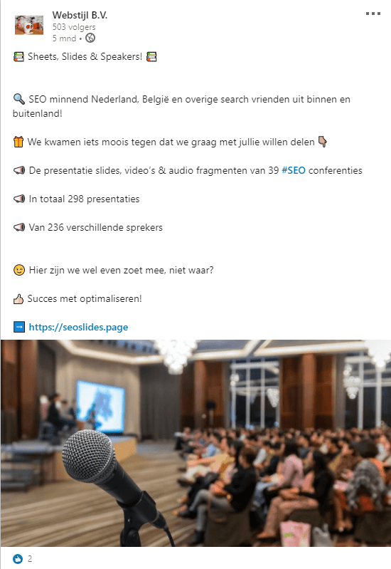 LinkedIn post met externe link naar artikel LinkedIn post met externe link naar artikel